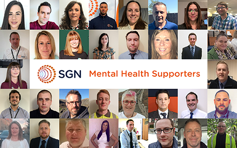 A collage featuring some of SGN's mental health supporters, who are colleagues based across the company