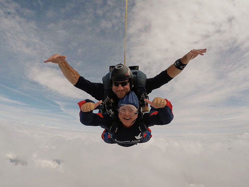 Dawn took part in a skydive