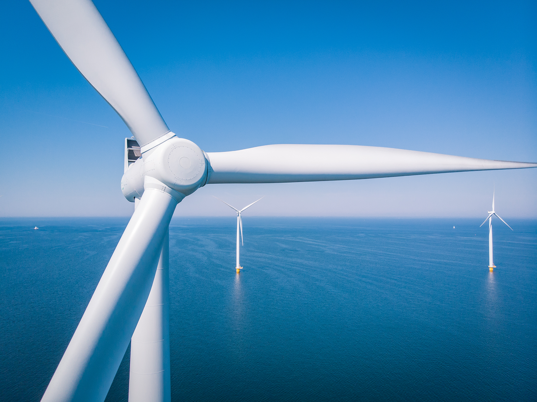 Turbines at an offshore wind farm.