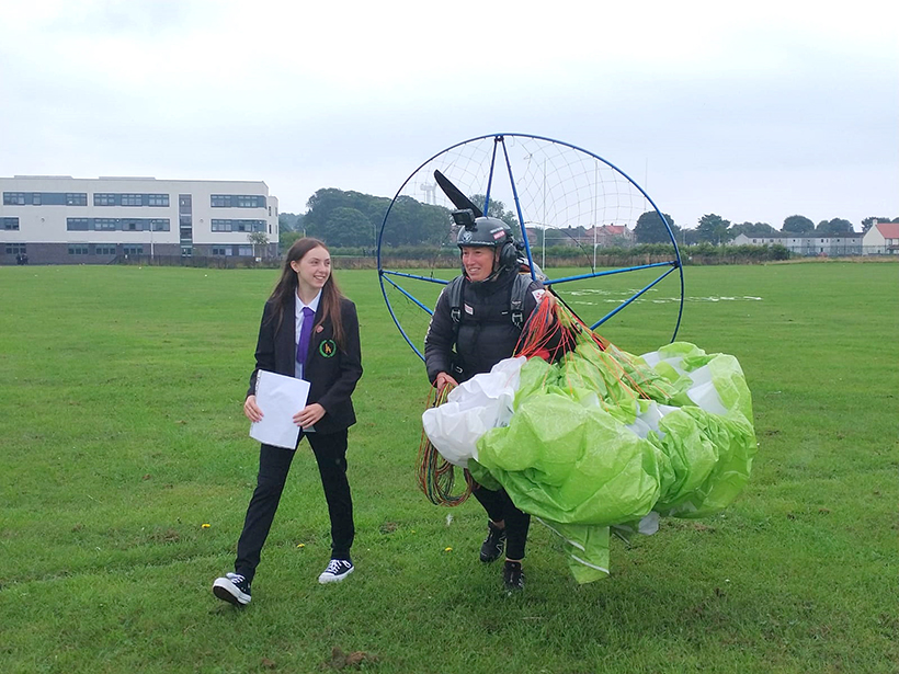 Sasha Dench with Levenmouth Academy student