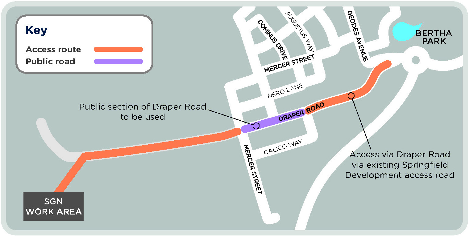 A map of the Pitcairngreen to Huntingtower pipeline upgrade area