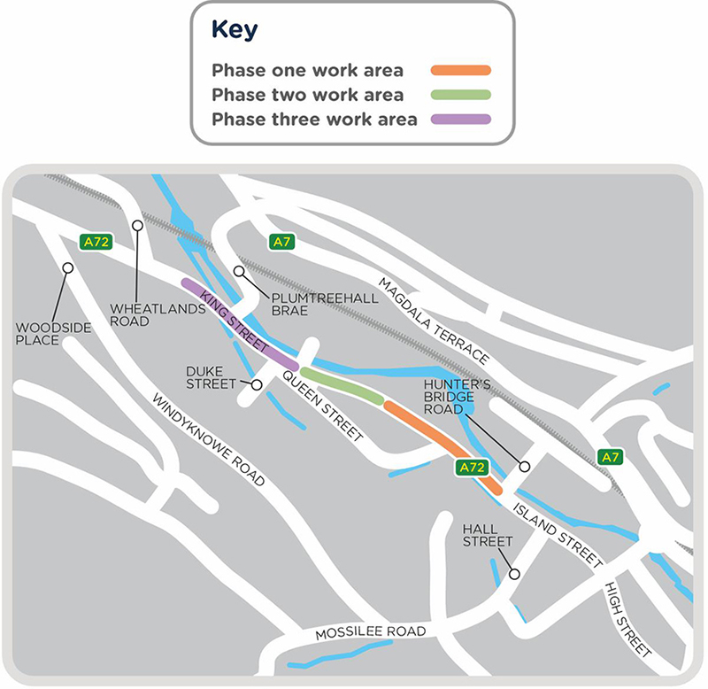 Wilderhaugh project map with phases