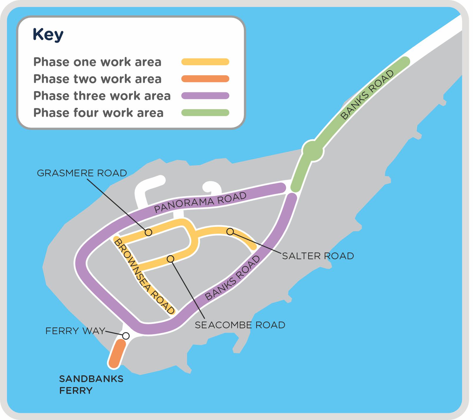 A map outlining our work in Sandbanks in Poole, as detailed on this page