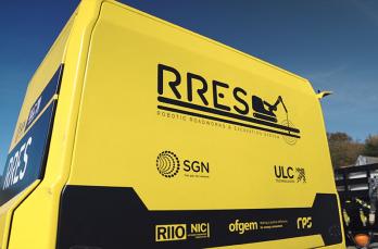 The rear view of our RRES robot focusing on RRES, SGN and ULC logos