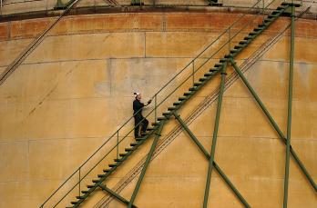 Engineer on site at a gas holder station