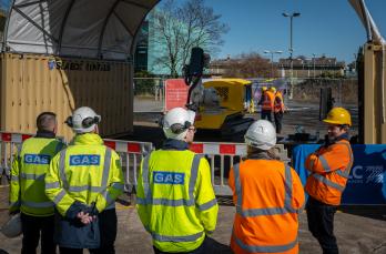 RRES the robot being unveiled at a demonstration in Epsom to stakeholders